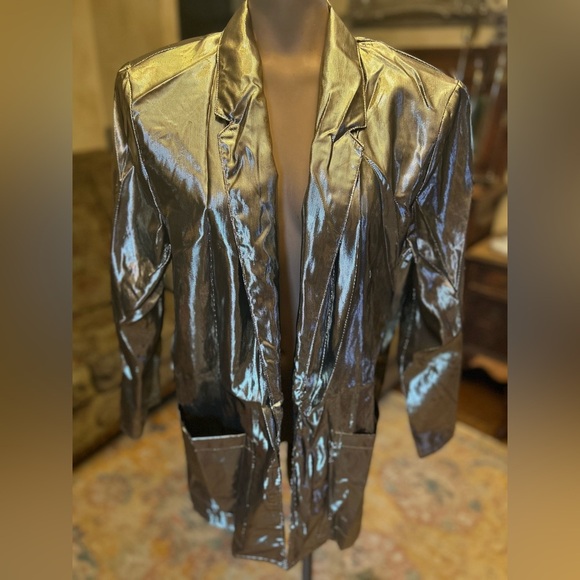 Francine Browner Metallic Blazer Gold Vintage 80s - Picture 1 of 5